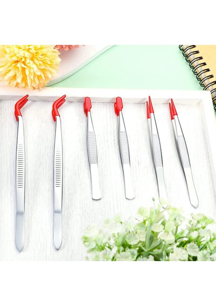 6 Adet Cımbız Kauçuk Uçlu Set Yumuşak Pvc Kauçuk Kaplamalı Uçlar Bükülmüş ve Düz Düz Uçlu Hassas Bükülmüş Uzun Cımbız (Yurt Dışından)