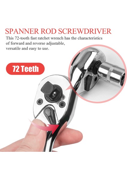72 Diş Cırcır Soket Anahtarı Mini 1/4 Inç 3/8 Inç Çift Uçlu Tork Anahtarı Anahtar Çubuk Tornavida Bit Aracı (Yurt Dışından)