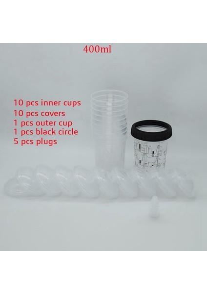 Otomotiv Boyası Karıştırma Kabı ve Astar Seti Tek Kullanımlık Boya Tabancası Kapları Otomotiv Boyası Filtre Kapakları ve Adaptörleri 10'lu Paket B (Yurt Dışından) fırsatları