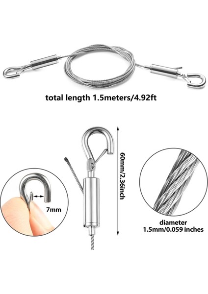 4 Adet Ayarlanabilir Resim Asılı Tel Kitleri Resim Çerçevesi Asılı Kiti 1.5 M x 1.5mm Paslanmaz Çelik Tel Halat Asılı (Yurt Dışından) fiyatları