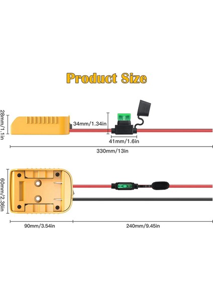 Dewalt 20V /18V DCB200 DCB203 DCB205 Li-Ion Piller Güç Konektörü A Için Sigorta ve Anahtarlı 2 Takım Adaptör (Yurt Dışından)