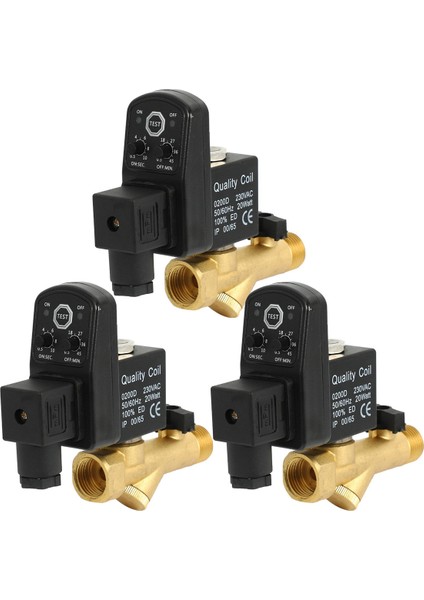 3x Ac 220 V 1/2 Inç Elektronik Zamanlı 2 Yollu Hava Kompresörü Gaz Tankı Otomatik Tahliye Vanası (Yurt Dışından)