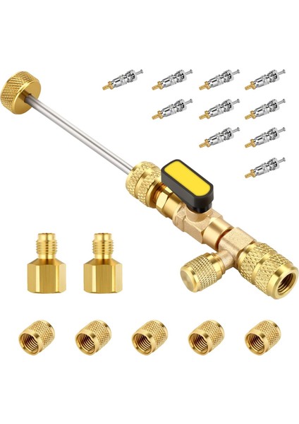 Hvac Valf Çekirdeği Sökme Aleti, Valf Göbeği, Somunlar ve R410 R32 Adaptörleri ile Valf Çekirdeği Sökücü, R410 R32 R22 R12 Için (Yurt Dışından)
