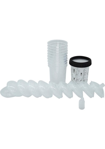Otomotiv Boyası Karıştırma Kabı ve Astar Seti Tek Kullanımlık Boya Tabancası Kapları Otomotiv Boyası Filtre Kapakları ve Adaptörleri 10'lu Paket C (Yurt Dışından)