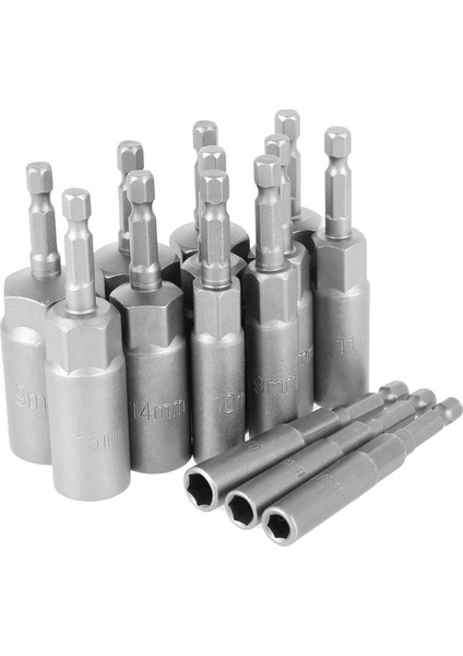 14 Adet Altıgen Soket Seti, 6-19MM Derin Soket Adaptör Kiti Hex Shank Somun Sürücü Uçları Seti Hızlı Değişim Somun Ayarlayıcı (Yurt Dışından)