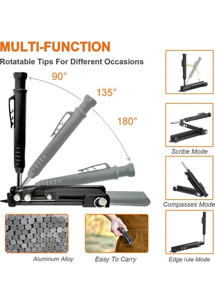 2x Çok Fonksiyonlu Çizici Aracı, Inşaat Kalemleri, Derin Delik Kalemli Marangozluk Aletleri, Dıy Ağaç Işleme Çizici (Yurt Dışından) modelleri