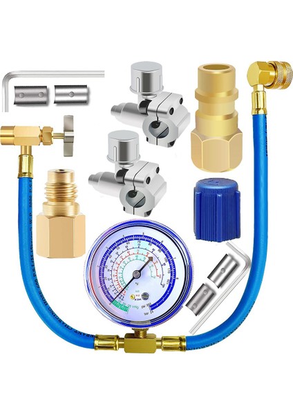 Gösterge Kiti R134A R12 R22 ile Buzdolabı Freon Şarj Hortumu, BPV31 Delici Musluk Valfı Ile, Klima Soğutma Sistemi Için (Yurt Dışından)
