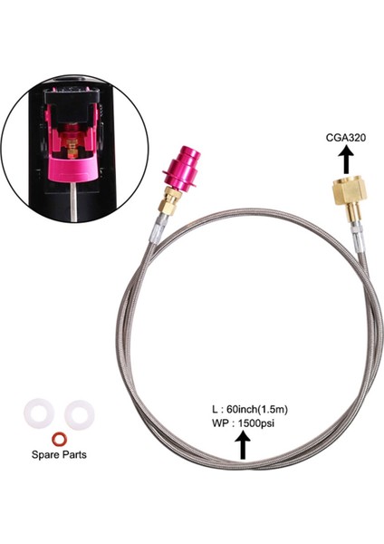 CGA320 Co2 Adaptör Hızlı Bağlantı Hortumu Duo/terra/art Soda Makinesi Co2 Adaptörü ile Uyumlu (Yurt Dışından)