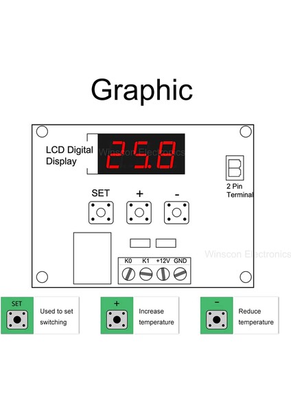 2 Adet XH-W120912V Dc Dijital Sıcaklık Kontrol Cihazı Kartı LED Ekran Dijital Termostat Modülü Su Geçirmez Muhafaza ile (Yurt Dışından)