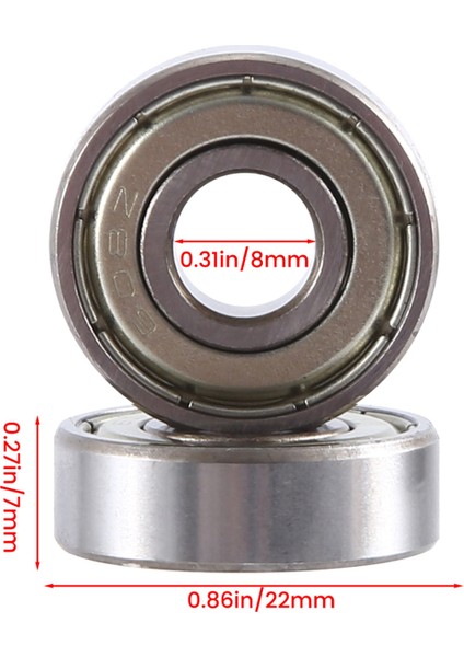 50 Adet 608-ZZ Rulman, Metal Çift Korumalı Minyatür Sabit Bilyalı Kaykay Rulman (8 x 22 x 7mm) (Yurt Dışından)