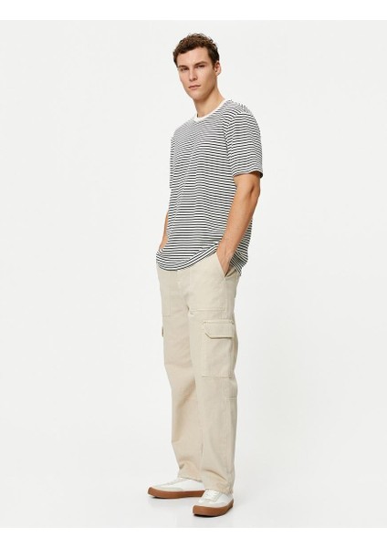 Basic Tişört Bisiklet Yaka Kısa Kollu Dokulu