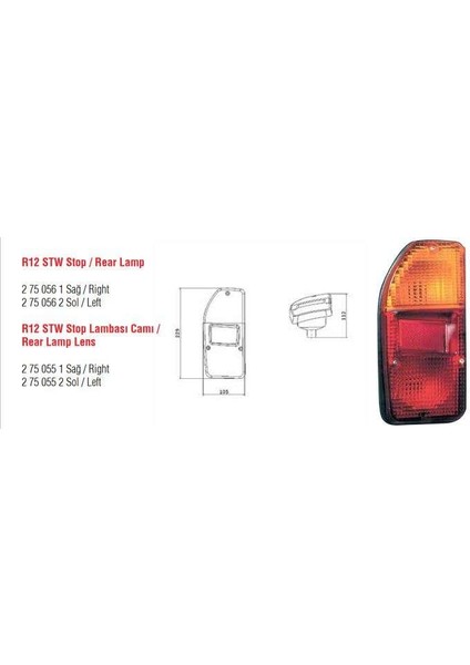 Stop Lambası Sol R12 Stw - Eser 2750562