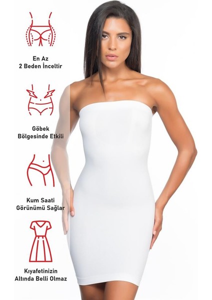 Beyaz Emay 5065 Straplez Elbise Korse fırsatları