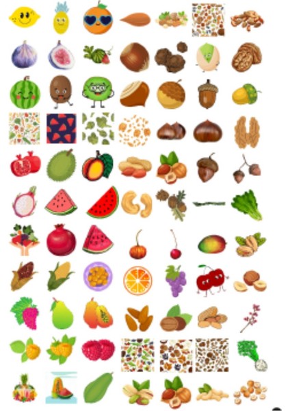 345 Adet Meyve - Sebze - Kuruyemiş Karışık Sticker / Etiket / Okul Etiket / Çıkartma indirimleri