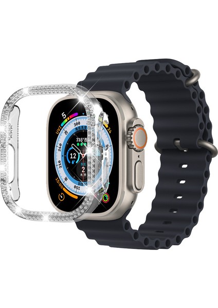 Apple Watch 8 Ultra/ Ultra 2 Kasa Koruma (49 Mm) Elmas Taşlı Zarif Şık Önü Açık Koruma Kılıf