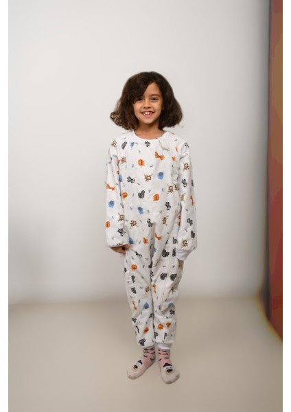 Voguevista Elyafsız Kışlık Uzun Kollu Çift Kat %100 Pamuk Pazen Ayıcık ve Hayvanlar Desenli Cocuk Bebek Uyku Tulumu