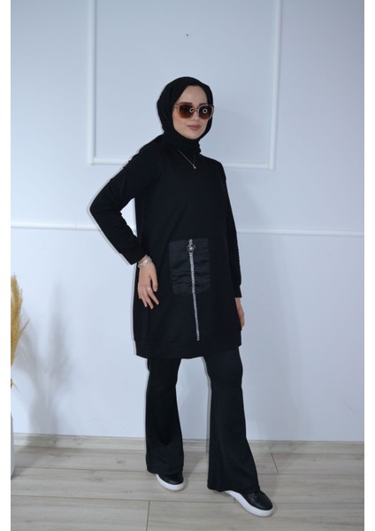 Siyah Iki Iplik Brodeli Tesettür Tunik modelleri