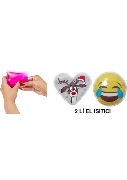 Gülen Emoji Beyaz Geyik Cep Sobası,el Isıtıcı,2 Adet Sıcak Su Torbası Pvc 9cm