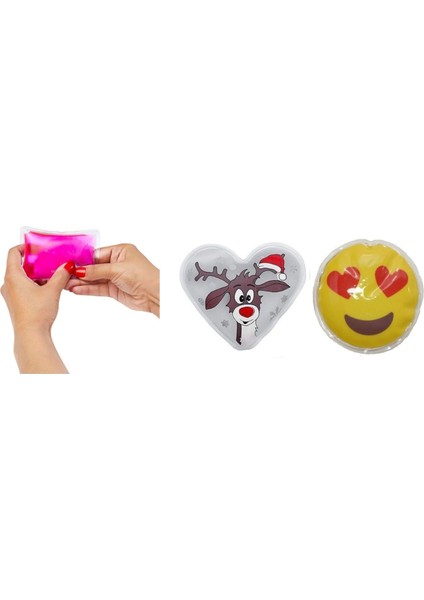 Kalp Emoji Beyaz Geyik Cep Sobası,el Isıtıcı,2 Adet Sıcak Su Torbası Pvc 9cm