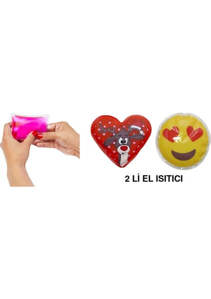 Kalp Emoji Kırmızı Geyik Cep Sobası,el Isıtıcı,2 Adet Sıcak Su Torbası Pvc 9cm modelleri
