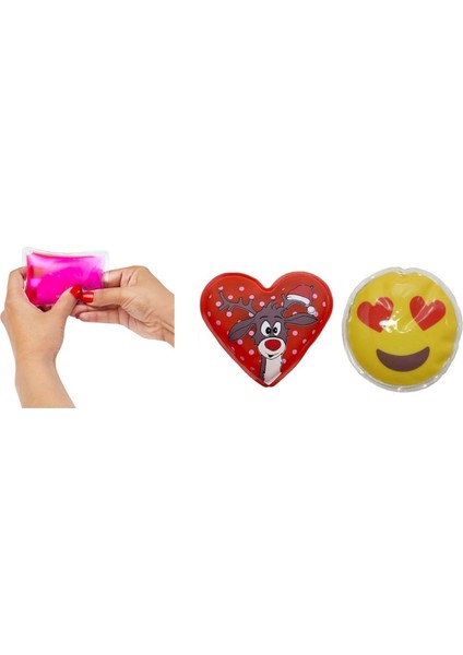 Kalp Emoji Kırmızı Geyik Cep Sobası,el Isıtıcı,2 Adet Sıcak Su Torbası Pvc 9cm indirimleri