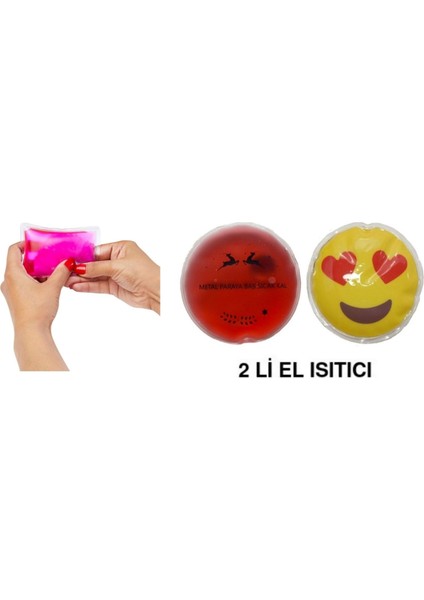 Kalp Emoji Kırmızı Ceylan Cep Sobası,el Isıtıcı,2 Adet Sıcak Su Torbası Pvc 9cm
