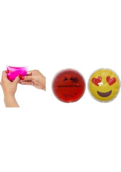 Kalp Emoji Kırmızı Ceylan Cep Sobası,el Isıtıcı,2 Adet Sıcak Su Torbası Pvc 9cm