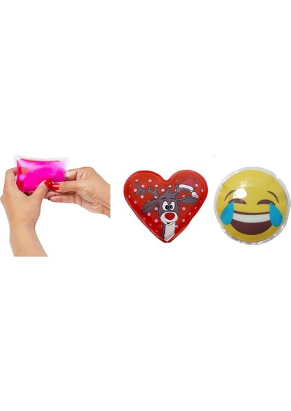 Gülen Emoji Kırmızı Geyik Cep Sobası,el Isıtıcı,2 Adet Sıcak Su Torbası Pvc 9cm indirimleri