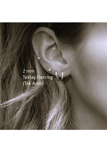 Mini Tektaş Cerrahi Çelik Tragus Helix Kıkırdak Conch Gümüş Renk 6 mm Piercing