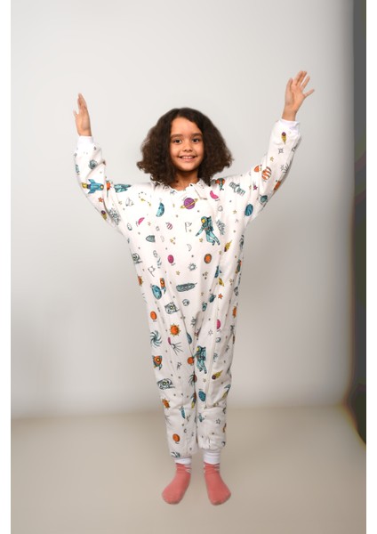 Voguevista Elyafsız Kışlık Uzun Kollu Çift Kat %100 Pamuk Pazen Uzaylı ve Gökkuşağı Desenli Cocuk Bebek Uyku Tulumu fırsatları