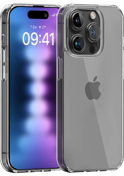 Apple iPhone 15 Promax ile Uyumlu Kapak Kristal Clear Case Sert Şeffaf Mika Kılıf