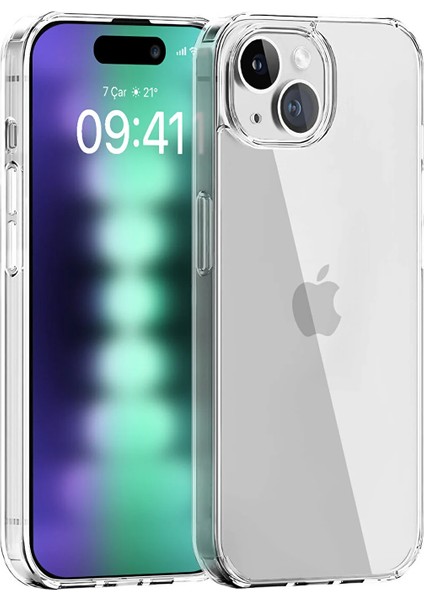 Apple iPhone 15 Plus ile Uyumlu Kapak Kristal Clear Case Sert Şeffaf Mika Kılıf