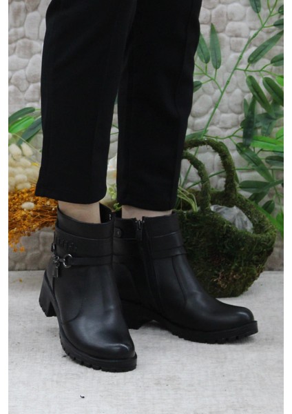 42829 Siyah Orijinal Hakiki Deri Içi Kürklü Kaymaz Taban Kadın Bot fiyatları