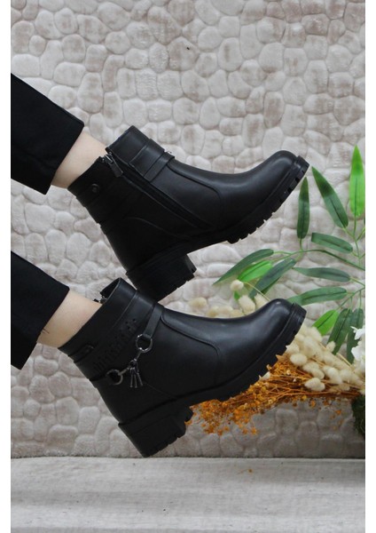 42829 Siyah Orijinal Hakiki Deri Içi Kürklü Kaymaz Taban Kadın Bot indirimleri