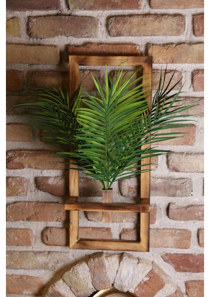 DDS-A208 Dekoratif Ahşap Saksıda Yapay Çiçek Aranjman Duvar Saksısı