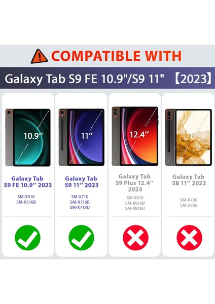 Samsung Galaxy Tab S10 Fe/S9 Fe 10.9 Inch''/s9 11''uymlu Ergonomik Tasarım ve Kolay Kullanım Zırh Tablet Kılıfı