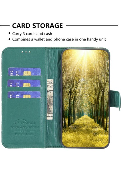 Samsung Galaxy S22 Için 5g Baskılı Rhombus Desen Kılıfı Flip Stand Mat Pu Deri Deri Cüzdan Kapak Yeşili (Yurt Dışından) modelleri