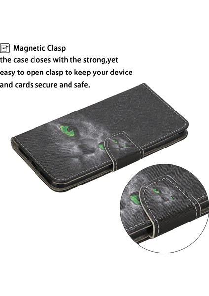 Desen Baskı Flip Deri Cüzdan Samsung Galaxy A32 4g (Ab Versiyonu) Için Koruyucu Kasa -Cat Gözleri (Yurt Dışından) fiyatları