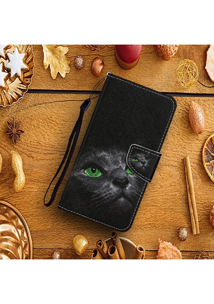 Desen Baskı Flip Deri Cüzdan Samsung Galaxy A32 4g (Ab Versiyonu) Için Koruyucu Kasa -Cat Gözleri (Yurt Dışından) modelleri