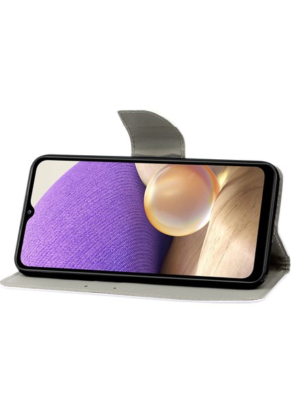 Desen Baskı Flip Deri Cüzdan Samsung Galaxy A32 4g (Ab Versiyonu) Için Koruyucu Kasa -Cat Gözleri (Yurt Dışından) fırsatları