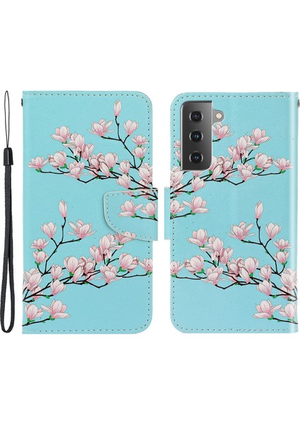 Renkli Desen Baskı Pu Deri Cüzdan Stand Telefon Kapağı Samsung Galaxy S21 Fe Flower (Yurt Dışından)