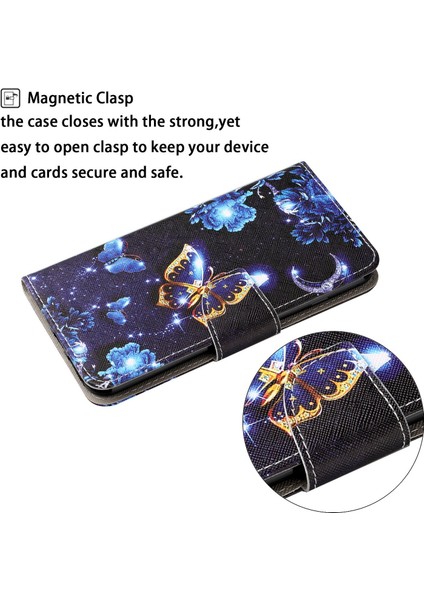 Desen Baskı Çapraz Doku Pu Deri Telefon Kılıfı Samsung Galaxy A22 4g (Ab Versiyonu) -Butterfly (Yurt Dışından)