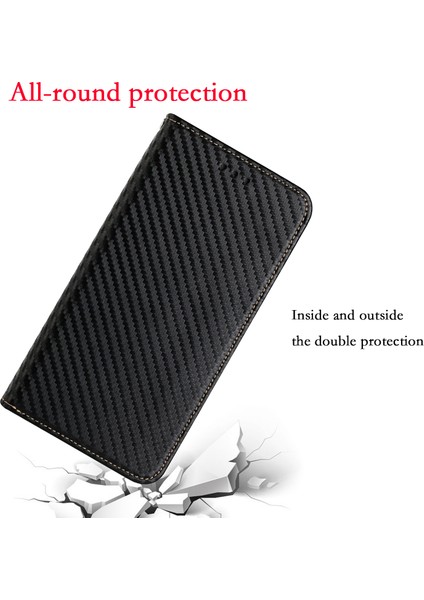 Karbon Fiber Doku Manyetik Kapatma Samsung Galaxy A32 5G/M32 5g-Black Için Kayış ile Stand Stand Standı (Yurt Dışından)