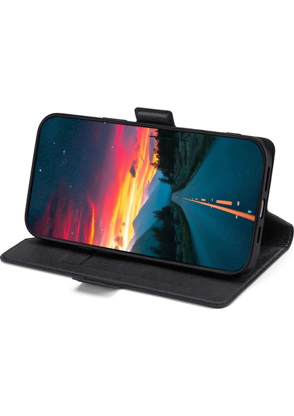 Samsung Galaxy S21 Fe 5g-Black Için Stand ve Kart Yuvası ile Yan Manyetik Kapatma Ultra Deri Deri Telefon Kılıfı (Yurt Dışından)