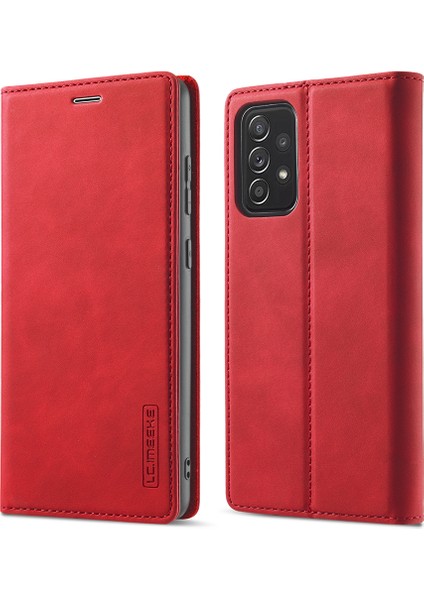 Samsung Galaxy A52 4G/5G/A52S 5g-Red Için Lc Güçlü Manyetik Seri Deri Cüzdan Telefon Koruyucu Kabuk (Yurt Dışından)