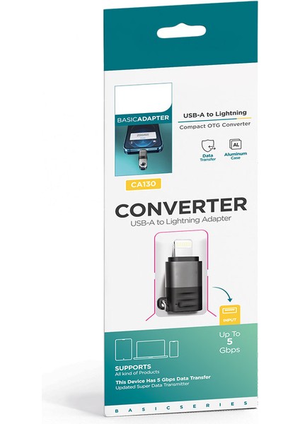 Basic CA130 Usb-A To Lightning USB Destekli Çevirici