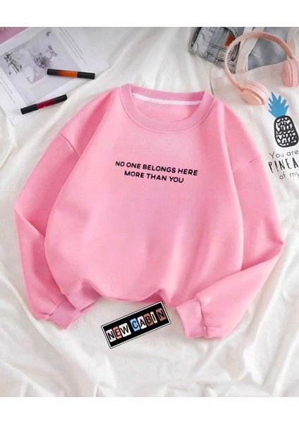 Yeni Sezon Kalın Geniş Pembe Oversize Pamuklu Carmelite Sırt Baskılı Sweatshirt