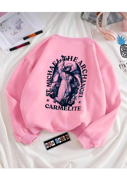 Yeni Sezon Kalın Geniş Pembe Oversize Pamuklu Carmelite Sırt Baskılı Sweatshirt fiyatları
