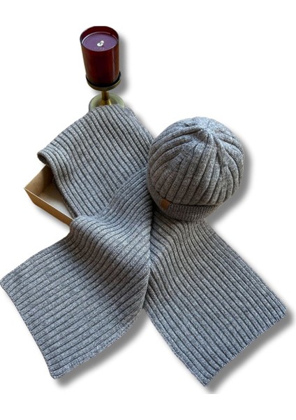 Yün Atkı Beretakım Sütlükahve Renk 160CM