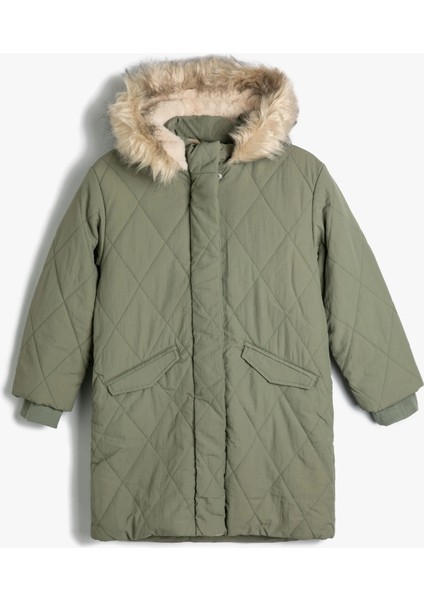 4WKG00014AW Koton Kız Çocuk Mont Haki